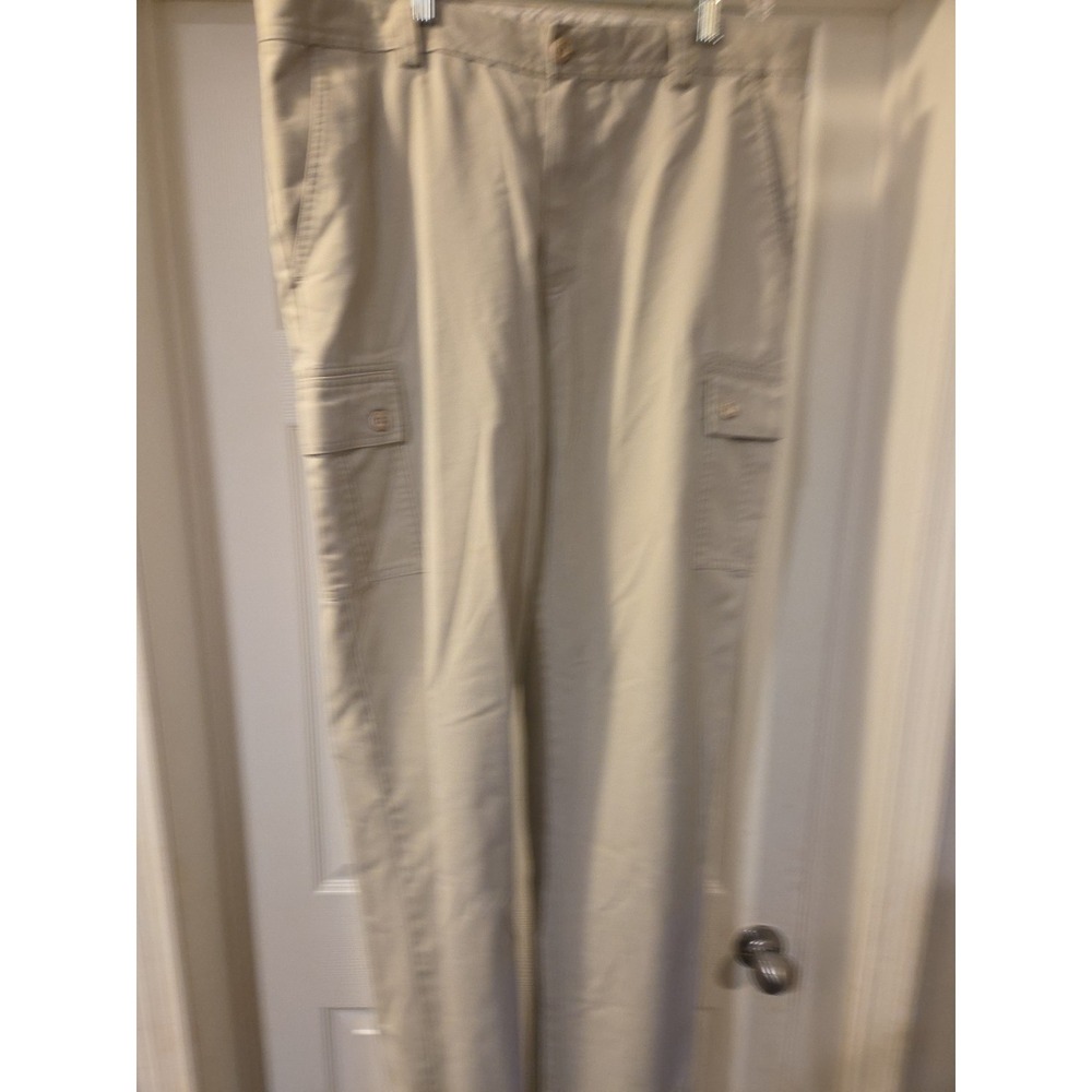 LL Bean Riverton Pants Cargo Khaki Utility Hiking Outdoors Canvas Mens Sz 36/34